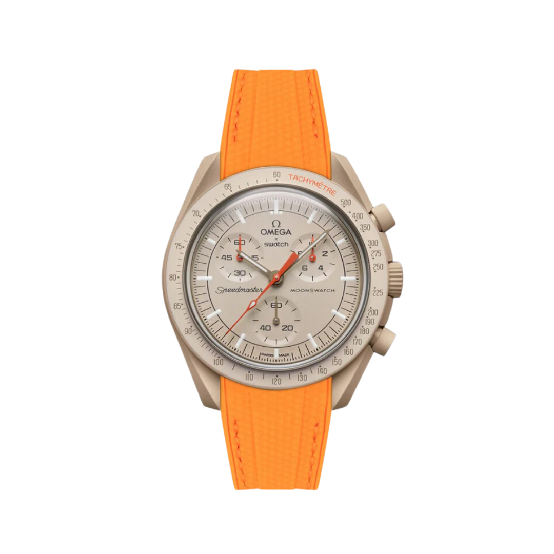 Textured Curved End Premium Silicone Strap – Compatible with Rolex Oyster Perpetual – Orange (2405)