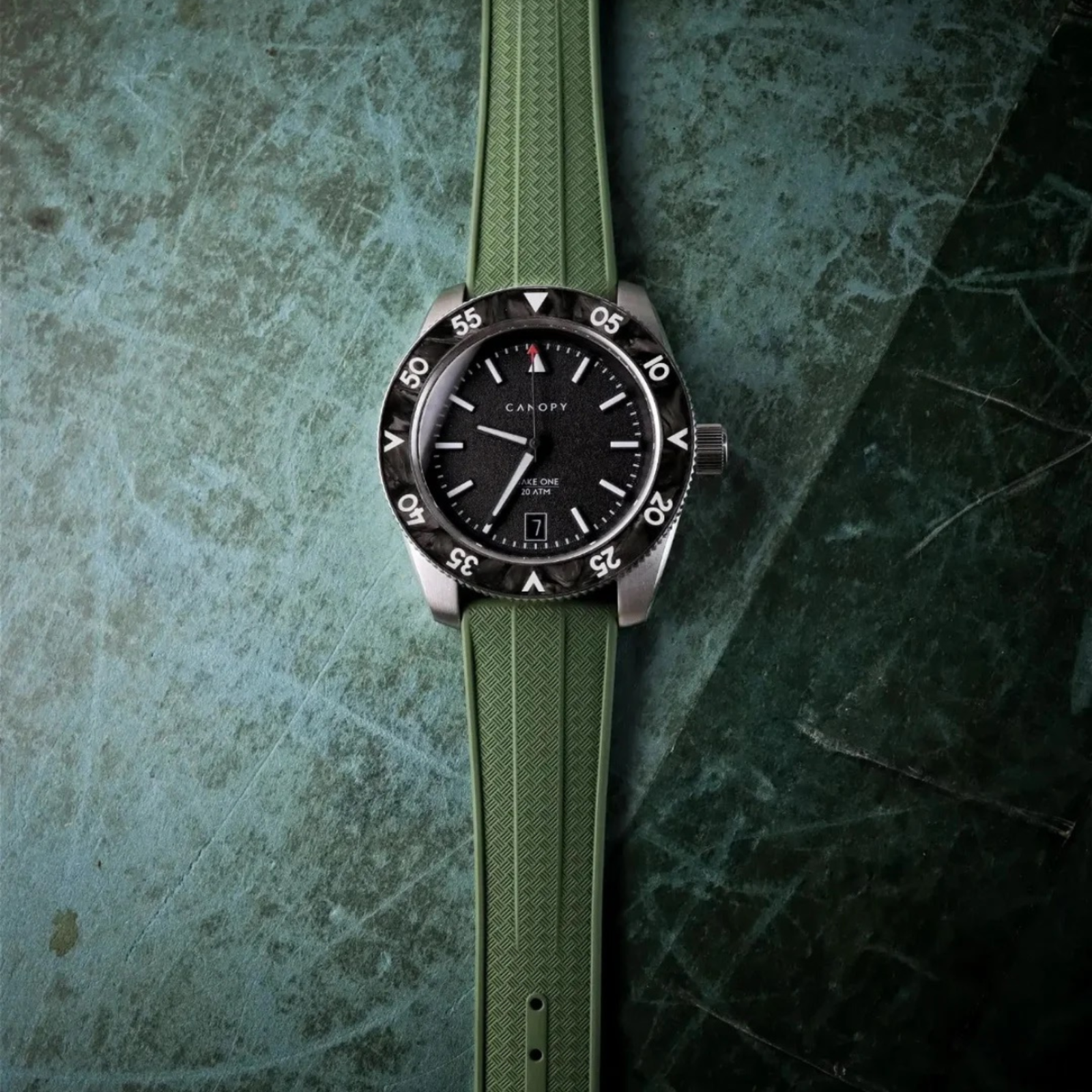 Grid FKM Rubber Strap - Quick-Release - Compatible with Blancpain x Swatch - Army Green (2412)