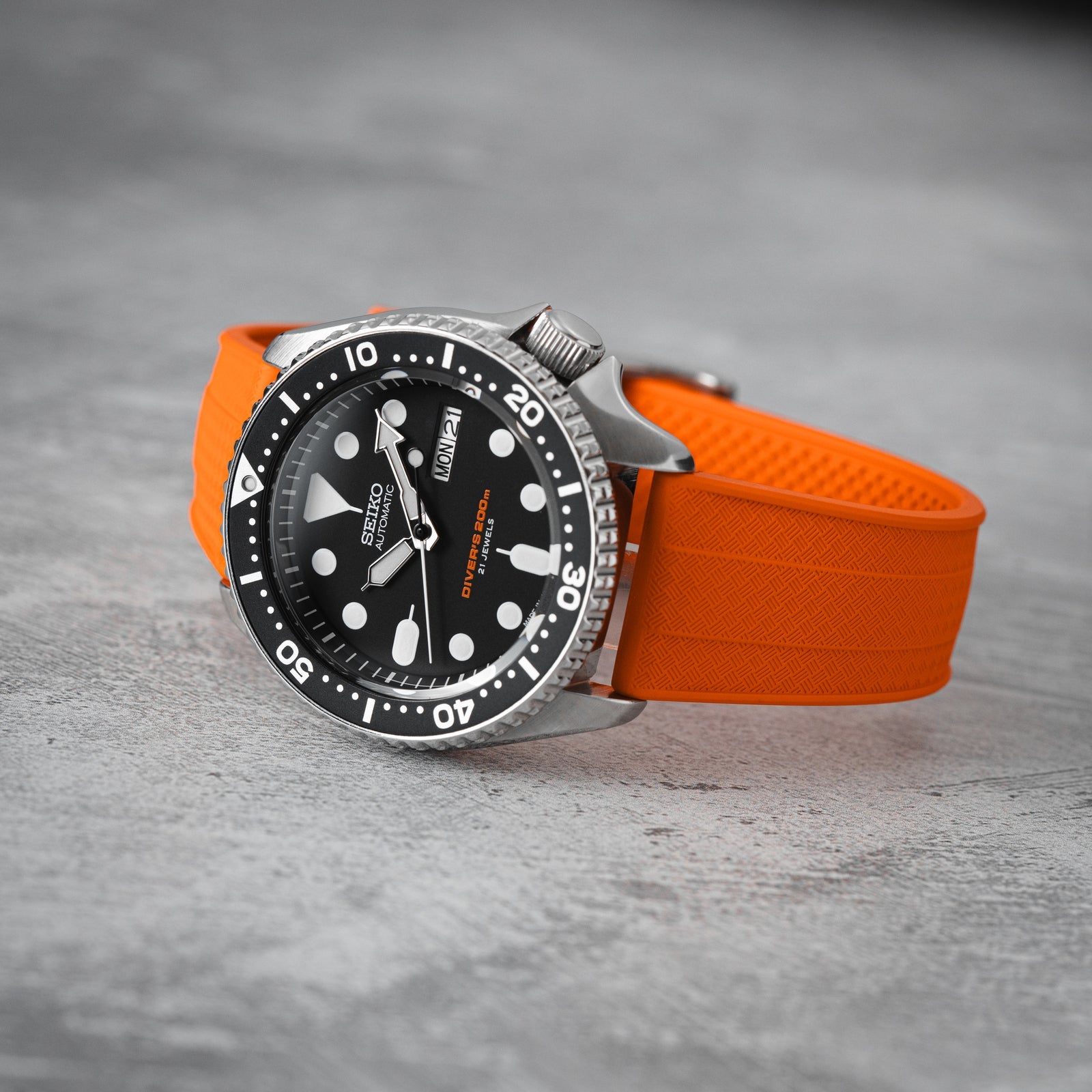 Grid FKM Rubber Strap - Quick-Release – Compatible with Blancpain x Swatch - Orange (2412)