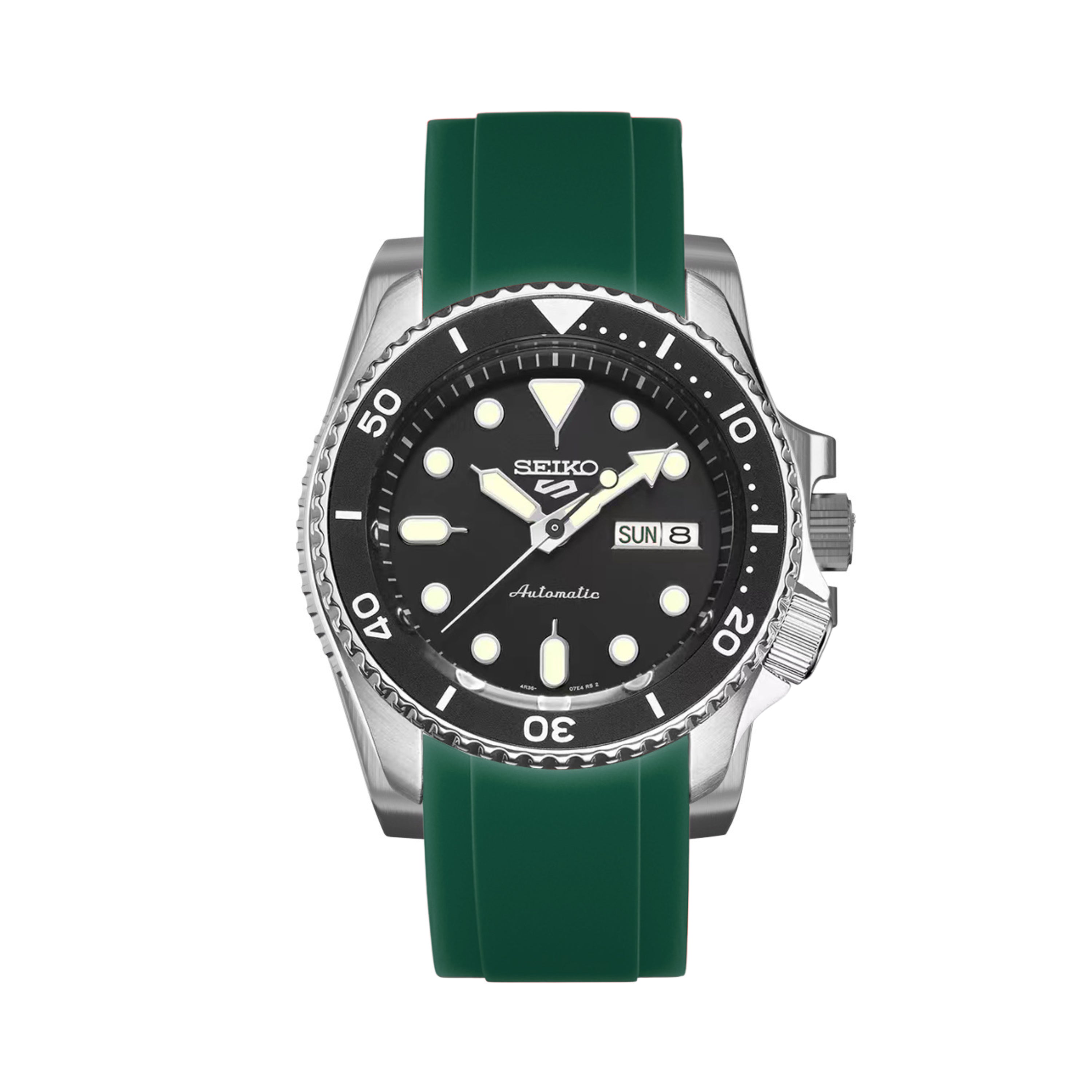 Curved End Soft Silicone Strap - Compatible with Blancpain x Swatch - Dark Green (2418) - Skywatches