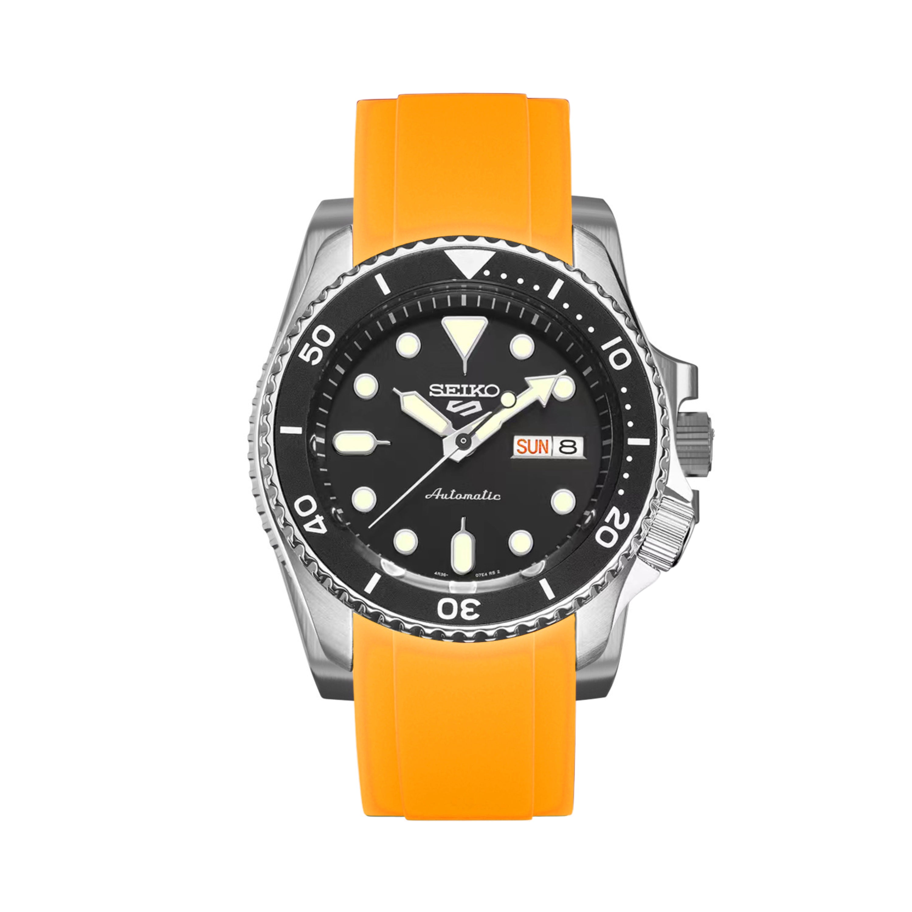 Curved End Soft Silicone Strap - Compatible with Seiko SKX – Yellow (2418) - Skywatches