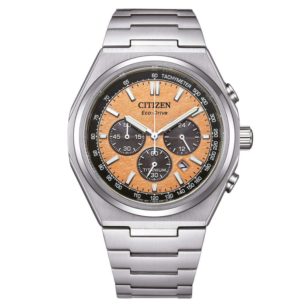 Citizen Forza CA4610-85 CA4610-85Z Eco-Drive Orange Dial Super Titanium Chronograph Watch (PRE-ORDER NOV 2024)