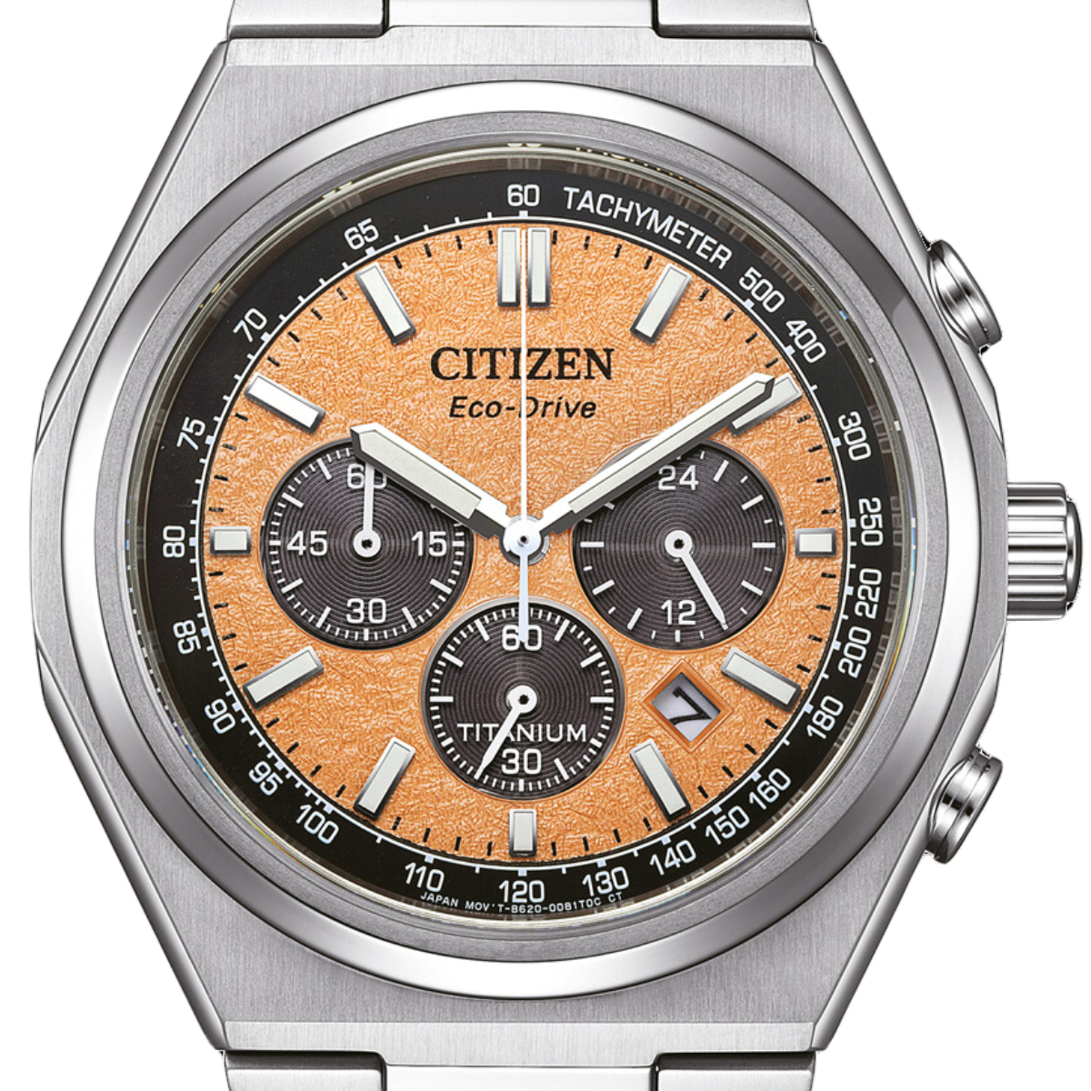 Citizen Forza CA4610-85 CA4610-85Z Eco-Drive Orange Dial Super Titanium Chronograph Watch (PRE-ORDER NOV 2024)