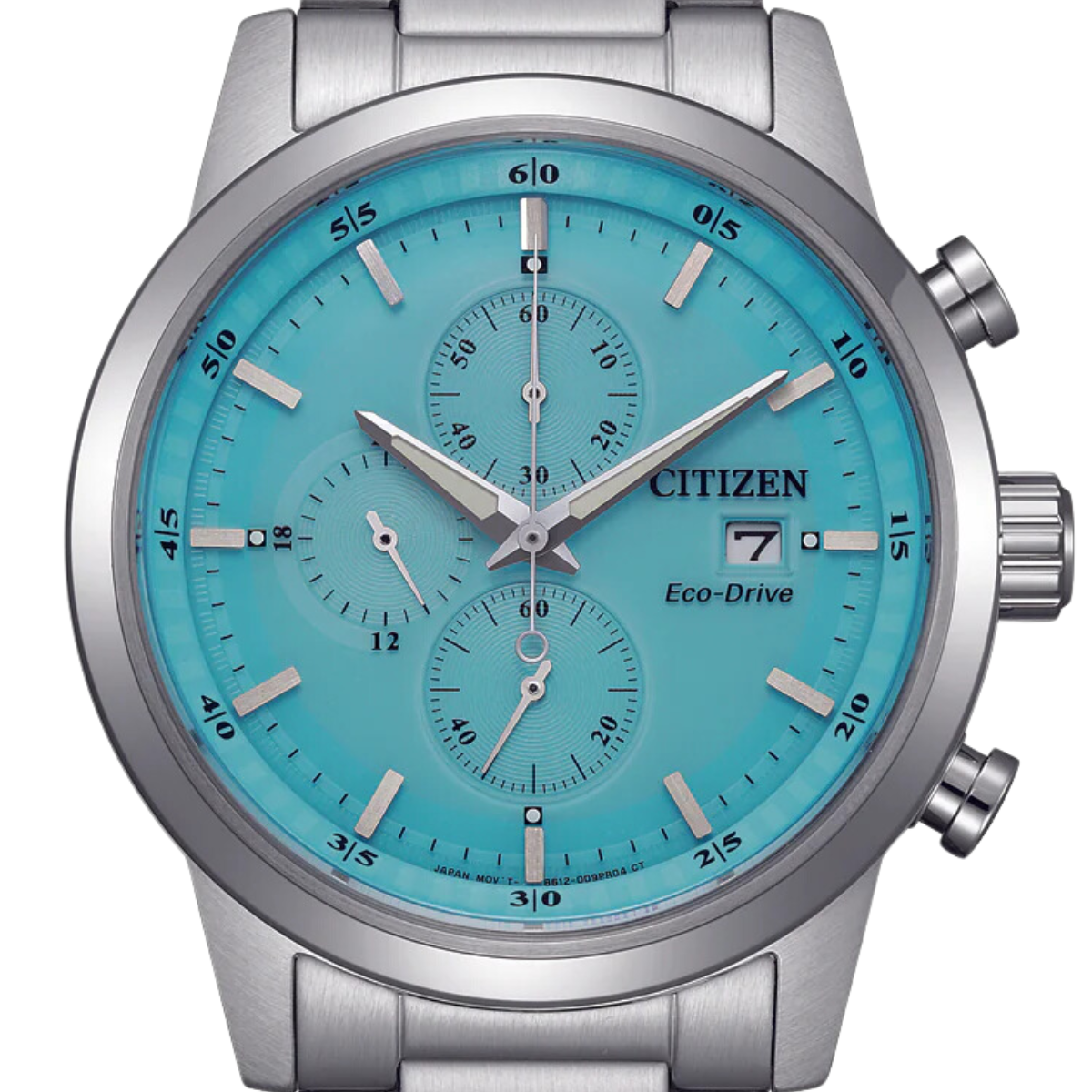 Citizen Eco-Drive CA0748-80L CA0748 CA0748-80 Chronograph Blue Dial Dress Watch