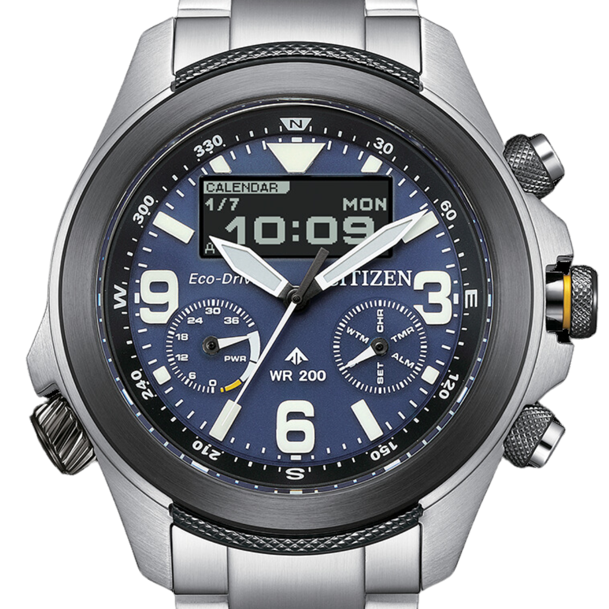 Citizen Promaster Land JV1006-51L JV1006 JV1006-51 Eco-Drive World Time Chronograph Watch