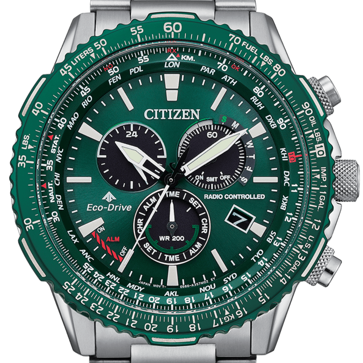 Citizen Promaster Sky Chronograph CB5004-59W CB5004 Pilot Green Dial Eco-Drive Watch