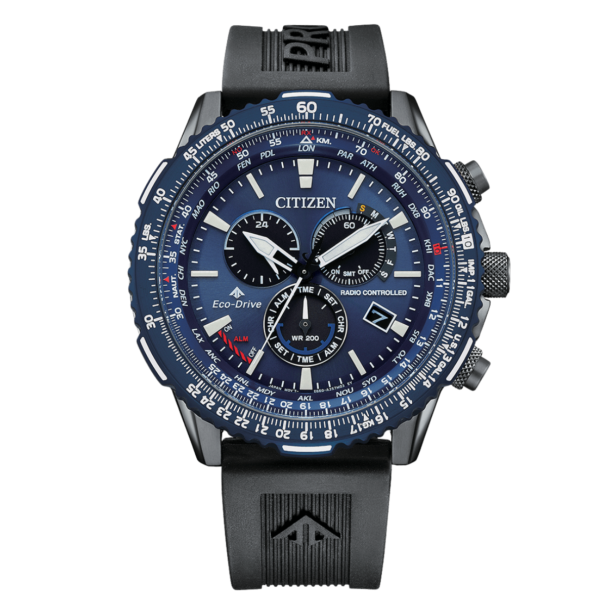 Citizen Promaster Sky Chronograph CB5006-02L CB5006 Pilot Blue Dial Eco-Drive Rubber Watch