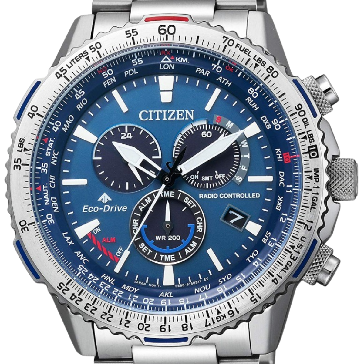 Citizen Promaster Sky Chronograph CB5000-50L CB5000 Pilot Blue Dial Eco-Drive Sports Watch