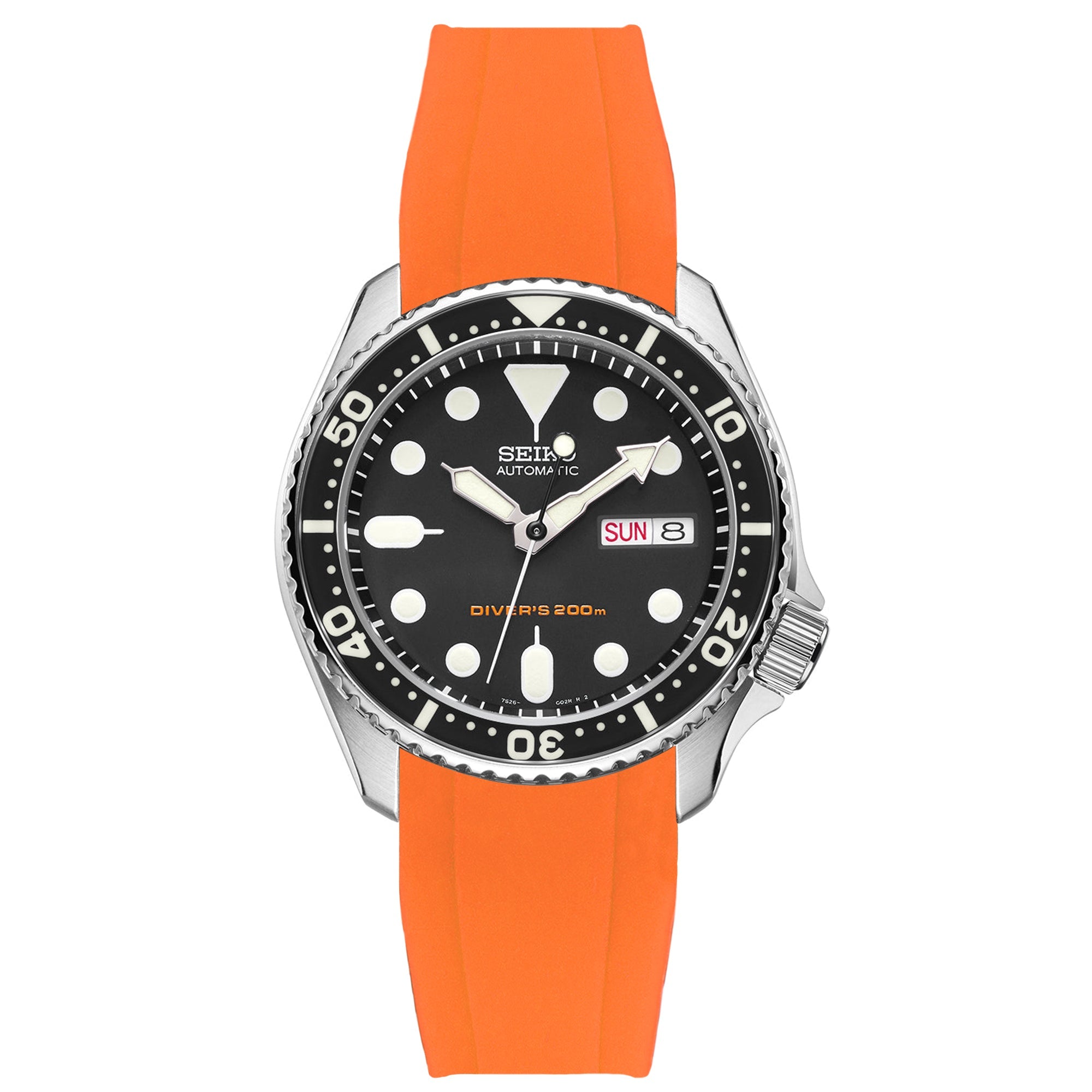 Orange Silicone Watch Strap for Seiko SKX 20mm 22mm