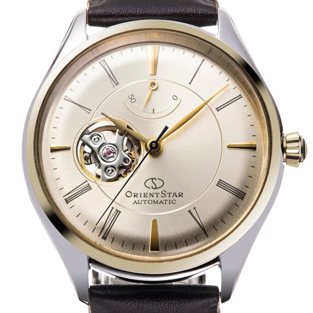 Orient Star Men's RK-AT0201G Automatic Semi-Skeleton Beige Dial Watch