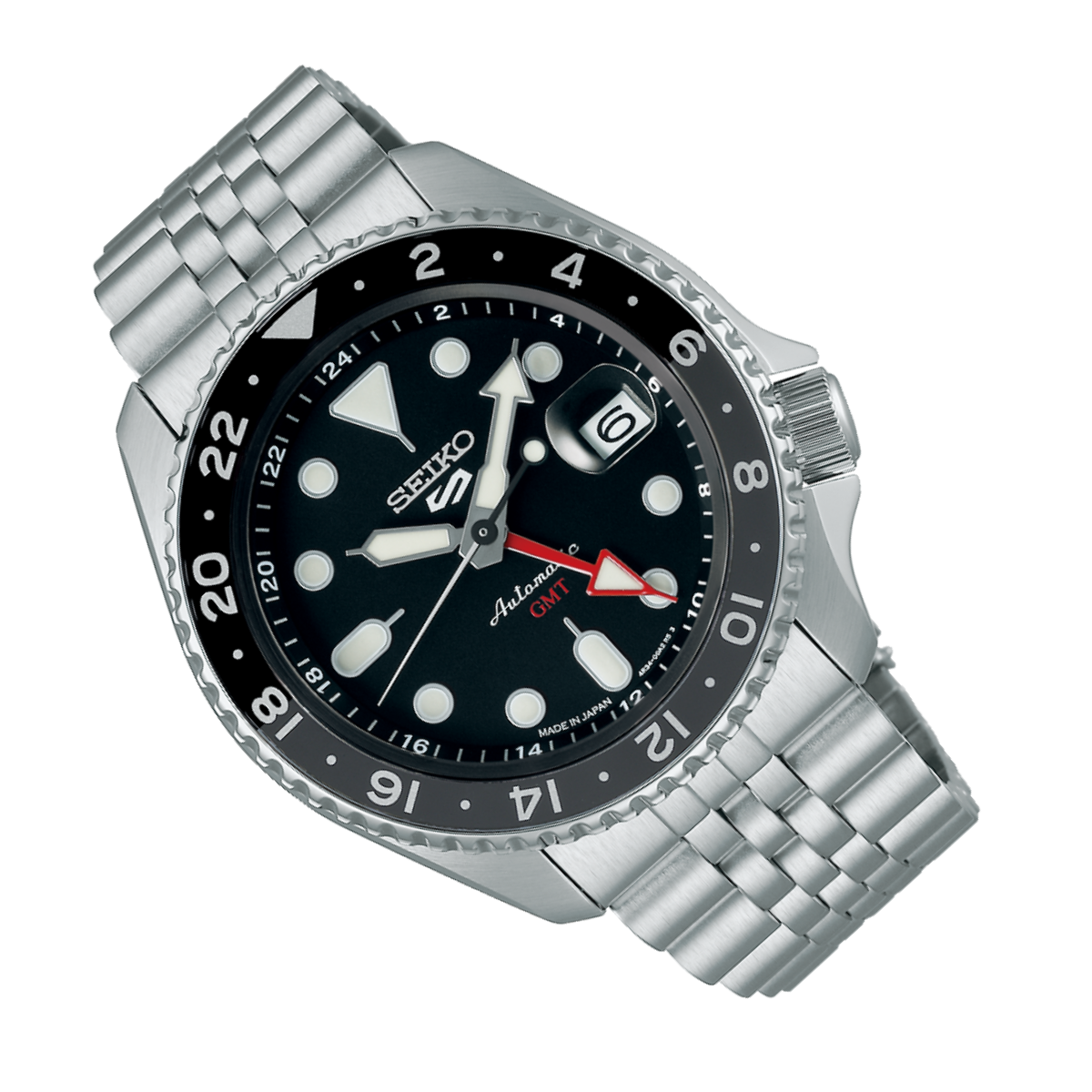 Seiko GMT JDM SBSC001 Black Dial Jubilee Strap Watch - Skywatches