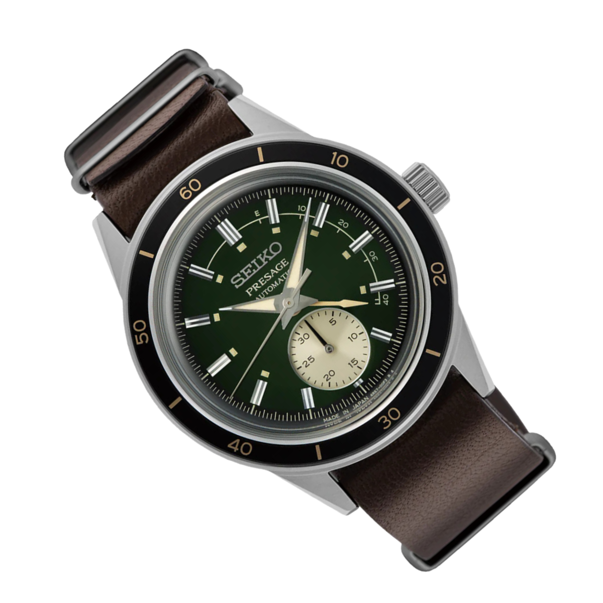 Seiko SSA451J1 SSA451 SSA451J Presage 60'S Style Automatic Green Dial Leather Mens Watch