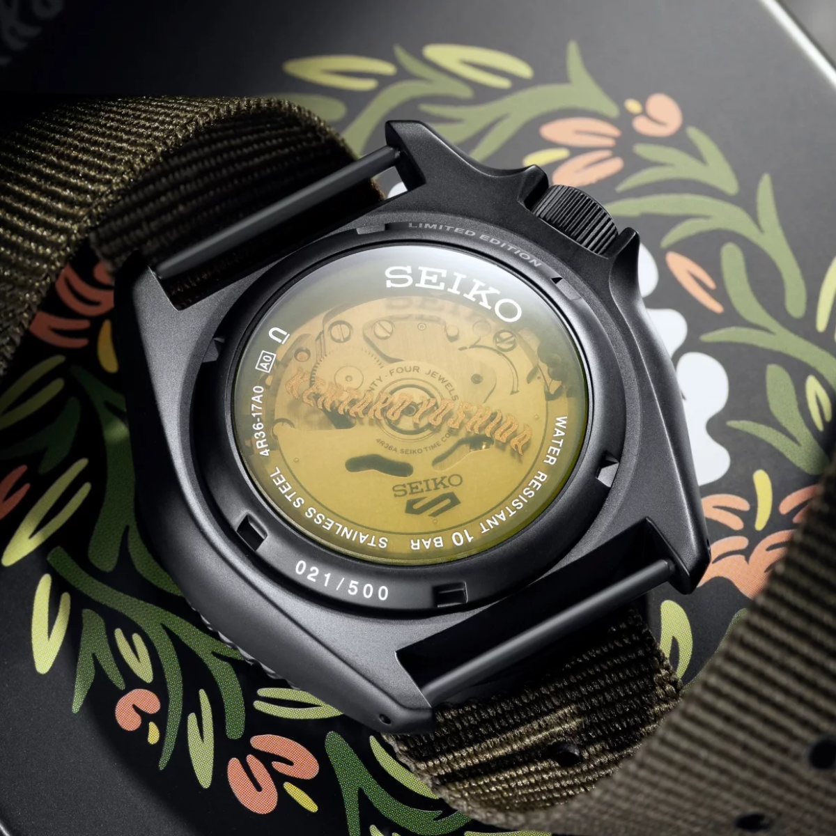 Seiko 5 Sports x Kentaro Yoshida SRPL27K SRPL27 Wild Plants & Flowers Limited Edition Watch