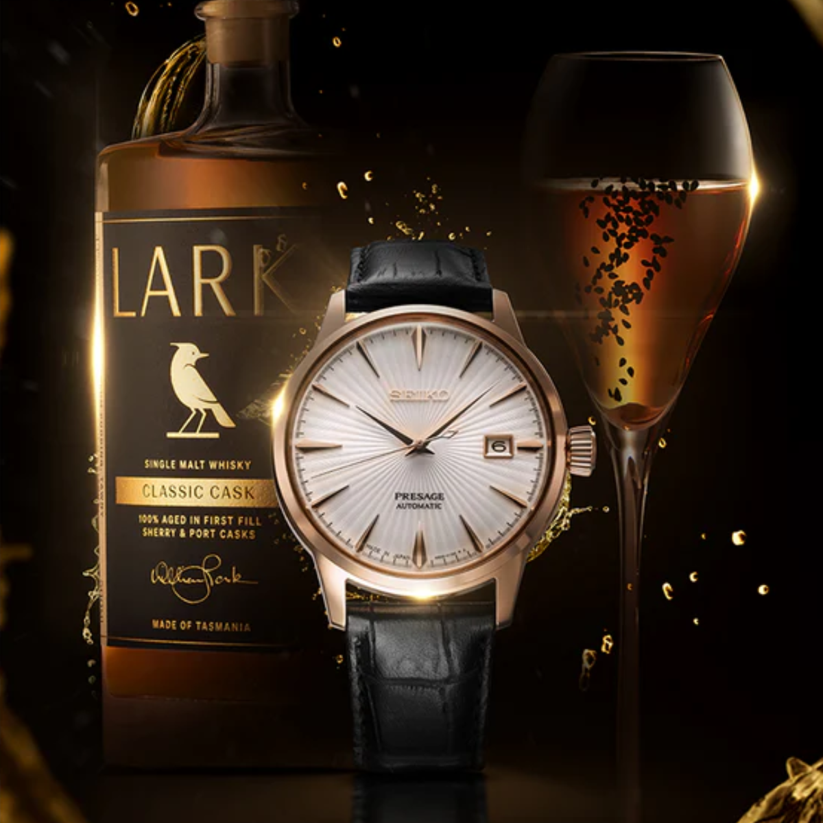 Seiko Presage Cocktail Time x Lark Whiskey SRPL20J SRPL20J1 SRPL20 Limited Edition Mens Watch