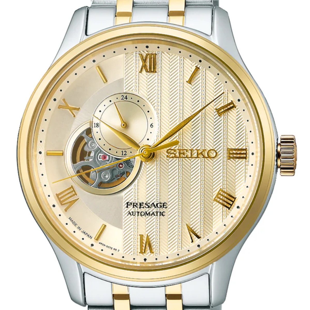 Seiko Presage SSA464J1 SSA464 SSA464J "Japanese Zen Garden" Gold-Tone Sand Men Watch - Gold Dial