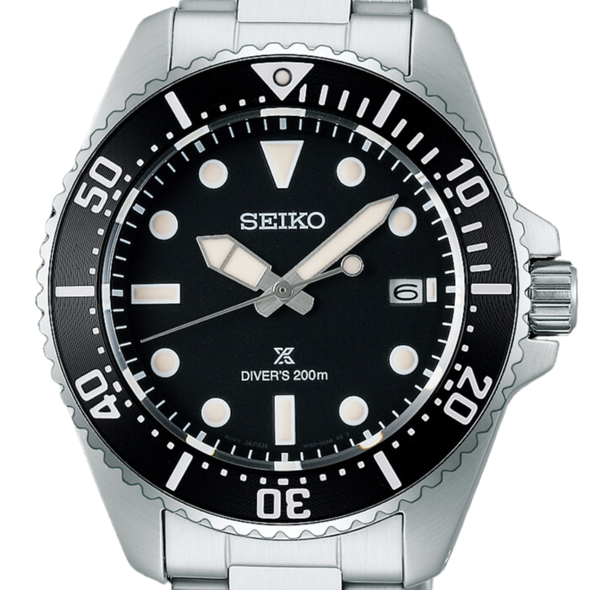 Seiko Prospex Solar Powered Divers 200 SNE597P SNE597P1 SNE597 Black Dial Watch