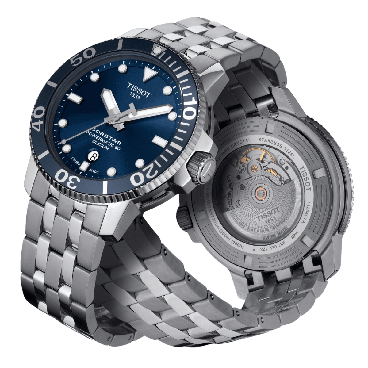 Tissot 1853 Seastar 1000 T120.407.11.041.01 T1204071104101 Powermatic 80 Silicium Watch - Skywatches