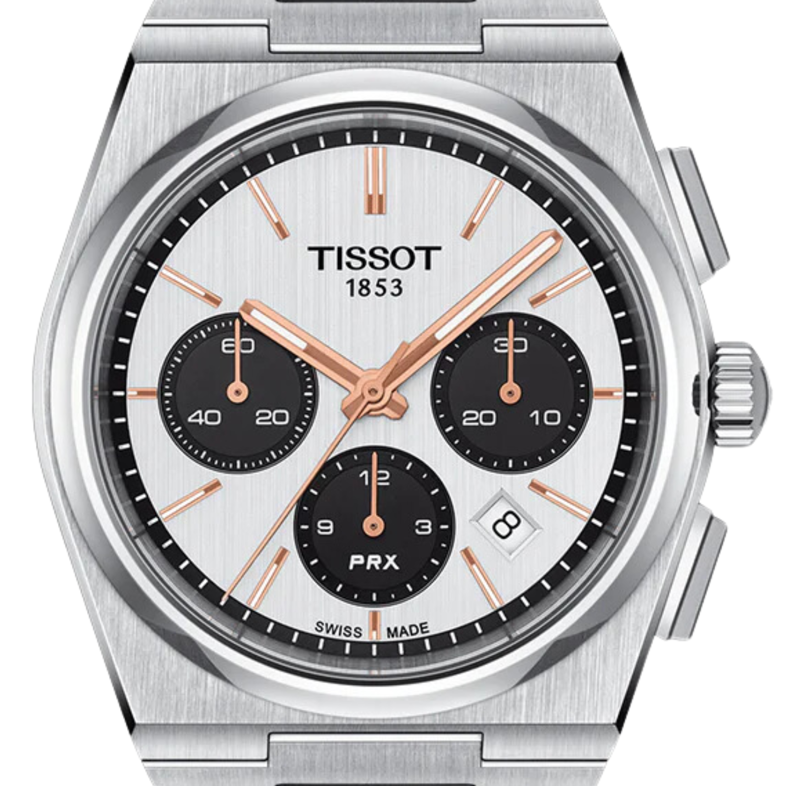 Tissot 1853 PRX T137.427.11.011.00 T1374271101100 Chronograph Automatic White Dial Watch - Skywatches