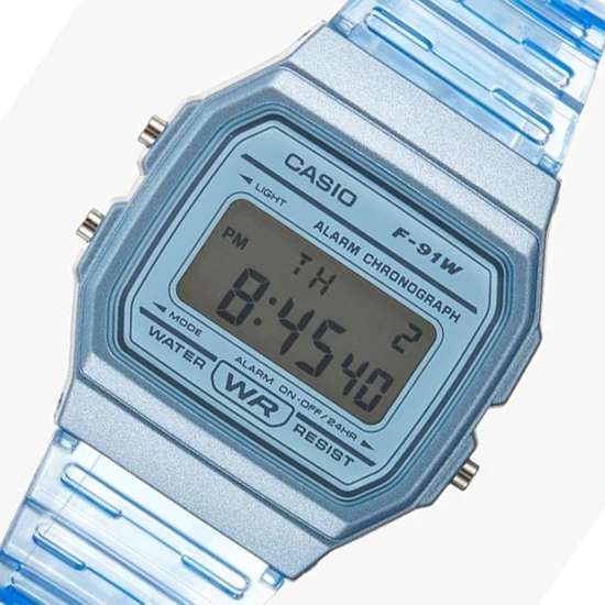 Casio Blue Resin Digital Watch F-91WS-2 F91WS-2D