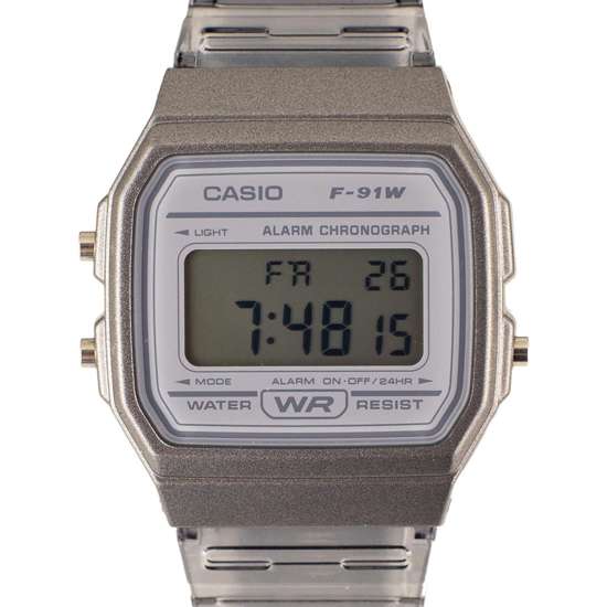 Casio Grey Transparent Digital Watch F-91WS F-91WS-8 F91WS-8D