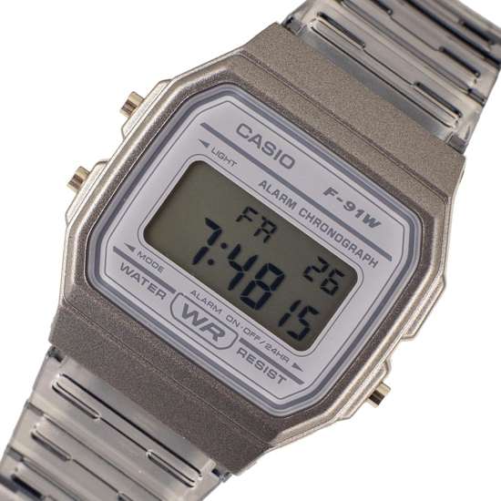 Casio Grey Transparent Digital Watch F-91WS F-91WS-8 F91WS-8D