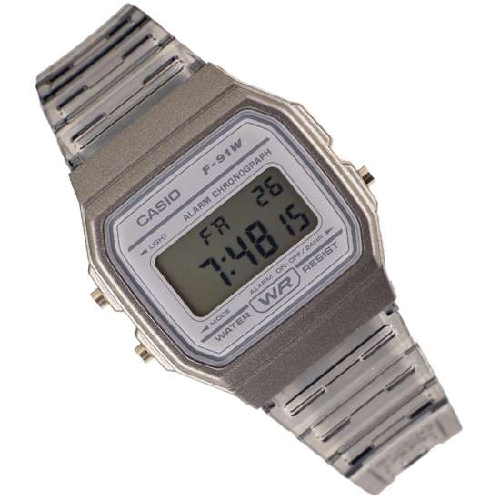 Casio Grey Transparent Digital Watch F-91WS F-91WS-8 F91WS-8D