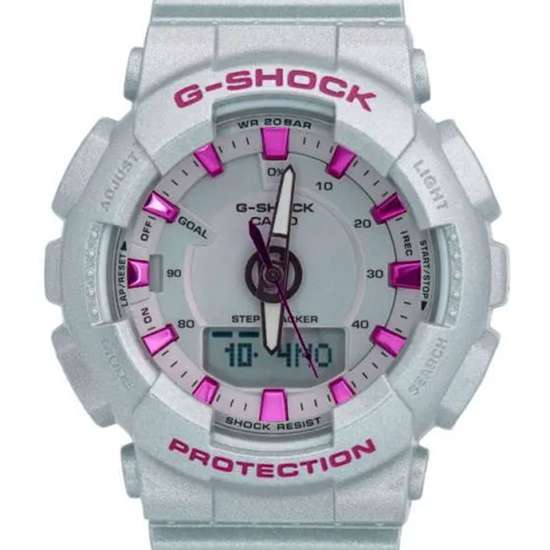 Casio G-Shock Neo Punk GMA-S130NP-8A GMAS130NP-8 Metallic Grey Pink Watch