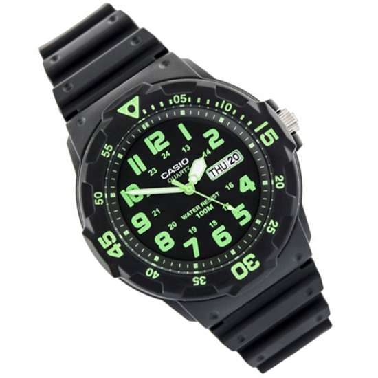 Casio Black Green Standard Analog Watch MRW-200H-3B MRW-200H-3BV