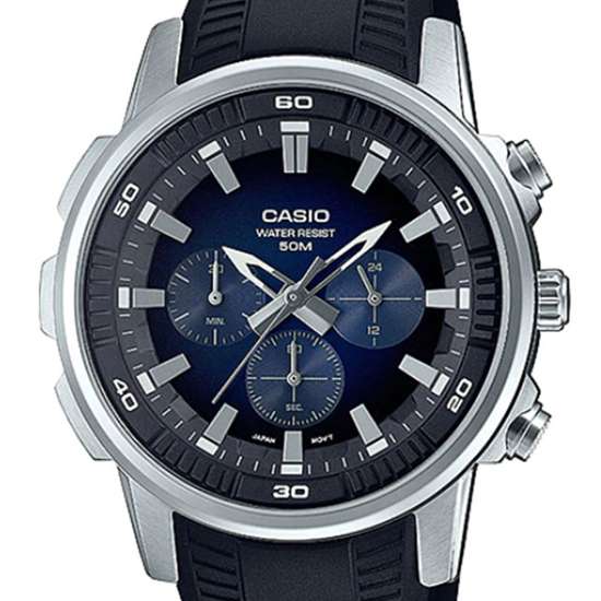 Casio Classic Blue Chronograph MTP-E505-2A MTPE505-2 Rubber Watch