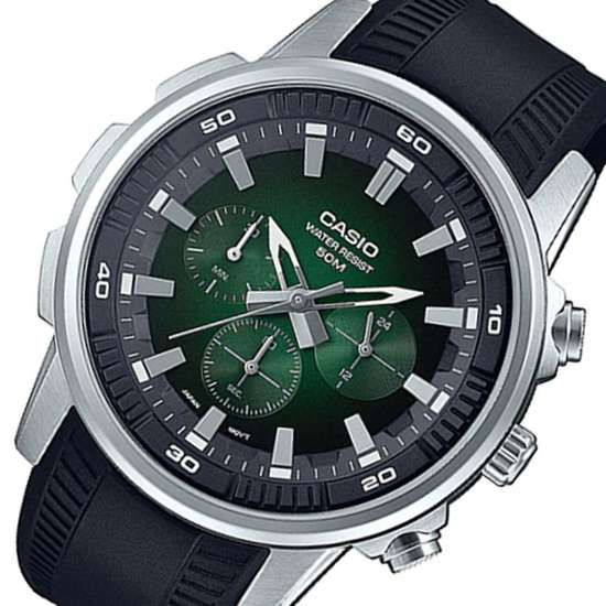 Casio Classic Green Chronograph MTP-E505-3A MTPE505-3 Rubber Watch