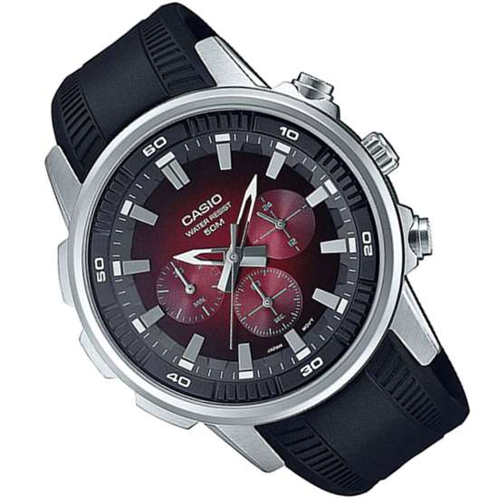 Casio Classic Red Chronograph MTP-E505-4A MTPE505-4 Rubber Watch