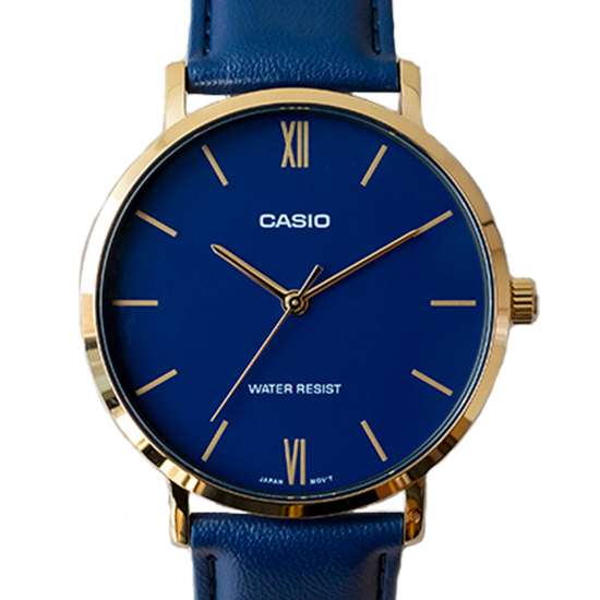 Casio Quartz Blue Leather Watch MTPVT01GL-2B MTP-VT01GL-2BV