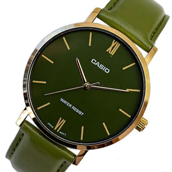 Casio Quartz Green Leather Watch MTPVT01GL-3B MTP-VT01GL-3BV