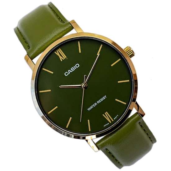 Casio Quartz Green Leather Watch MTPVT01GL-3B MTP-VT01GL-3BV