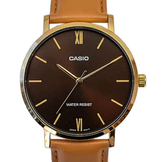 Casio Quartz Brown Leather Watch MTPVT01GL-5B MTP-VT01GL-5BV