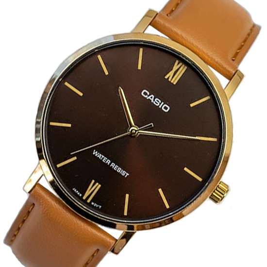 Casio Quartz Brown Leather Watch MTPVT01GL-5B MTP-VT01GL-5BV