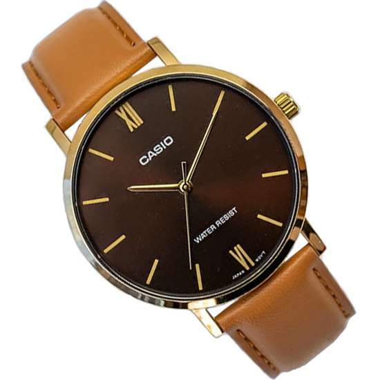 Casio Quartz Brown Leather Watch MTPVT01GL-5B MTP-VT01GL-5BV