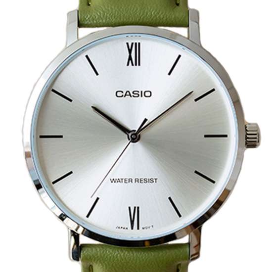 Casio MTP-VT01L-3B MTPVT01L-3B Green Leather Watch