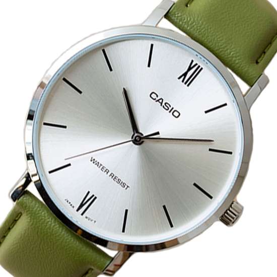 Casio MTP-VT01L-3B MTPVT01L-3B Green Leather Watch