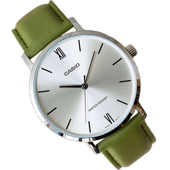 Casio MTP-VT01L-3B MTPVT01L-3B Green Leather Watch