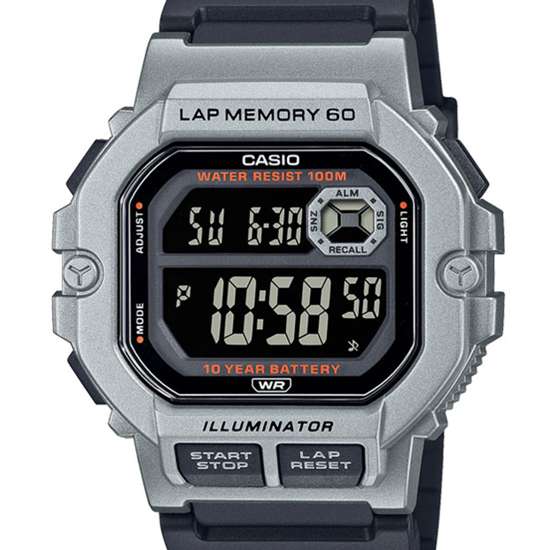 Casio Silver Digital Lap Memory WS-1400H-1B WS1400H-1B Dual Time Watch