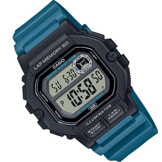 Casio Blue Digital Lap Memory WS-1400H-3A WS1400H-3A Dual Time Watch