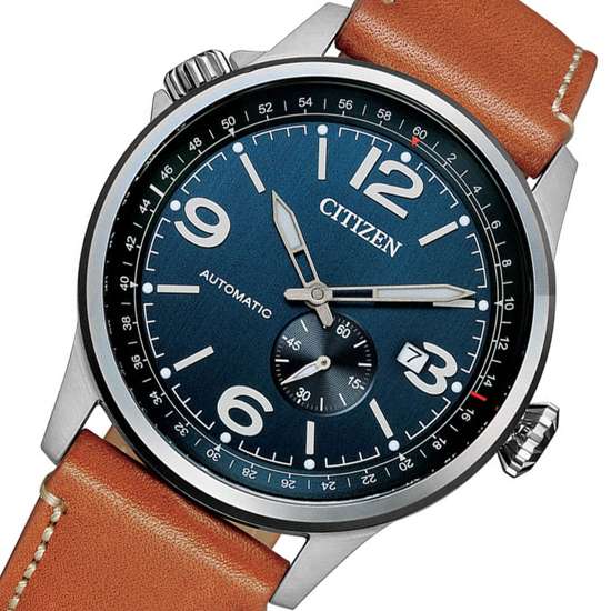 Citizen Automatic NJ0140-25L Leather Analog Mens Pilot Watch