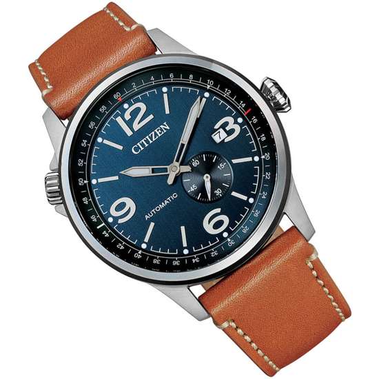 Citizen Automatic NJ0140-25L Leather Analog Mens Pilot Watch