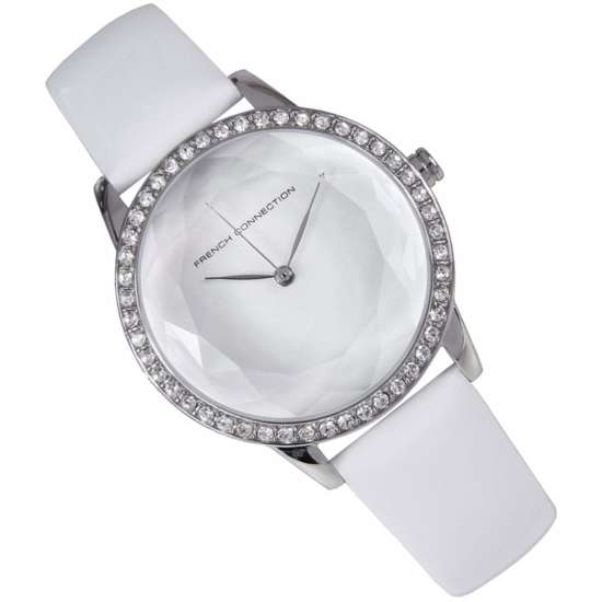 French Connection Womens FC1215W FC1215WA White Leather Quartz Fashion Watch