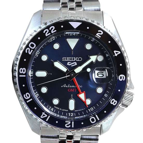 Seiko GMT JDM SBSC003 Blue Dial Jubilee Strap Watch