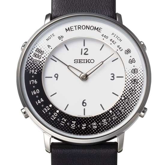Seiko Metronome SMW001B White Dial Black Leather Quartz Analog Watch