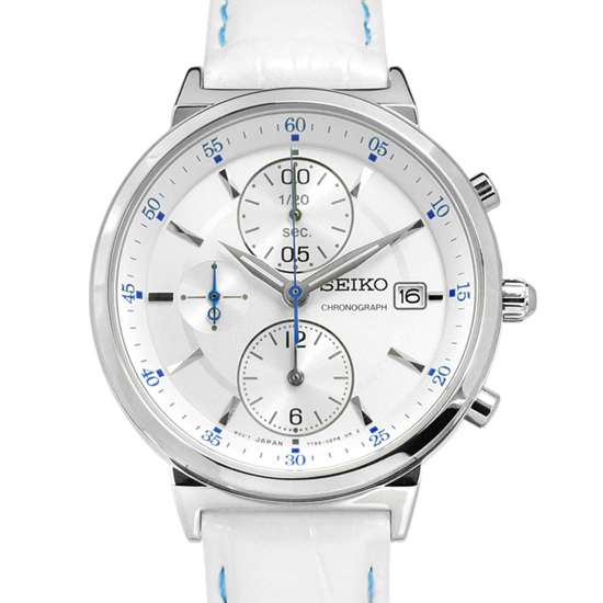 Seiko Ladies White Leather SNDV29P1 SNDV29 SNDV29P Chronograph Watch