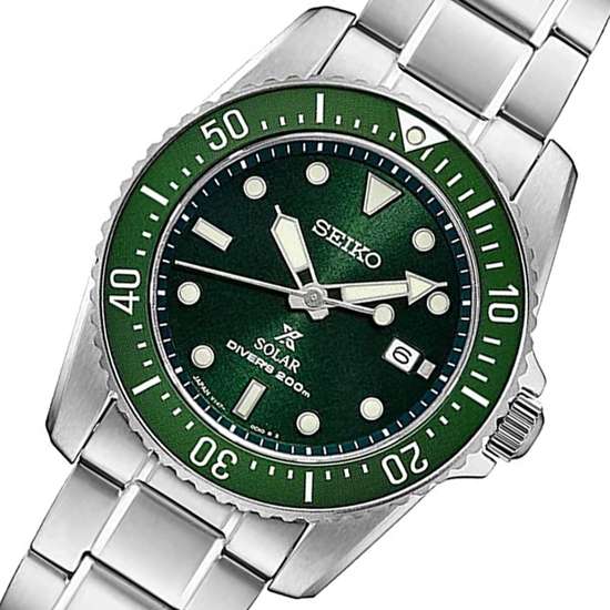 Seiko Prospex Solar SNE583P1 SNE583 SNE583P Green Dial Divers Watch