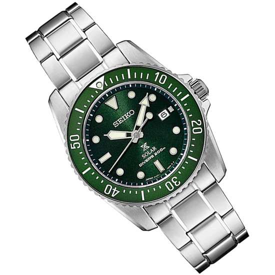 Seiko Prospex Solar SNE583P1 SNE583 SNE583P Green Dial Divers Watch